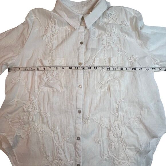 Kyla Seo Blouse Womens Small White Embroidered Sheer Cotton Fairy Cottage Tunic - Picture 4 of 12